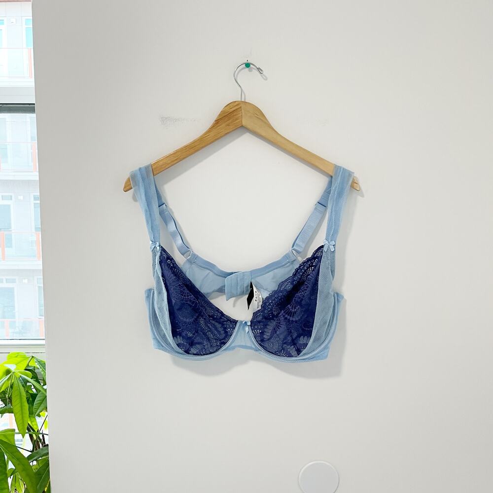 NEW Adore Me Two Toned Blue Lace Bra Size 38G